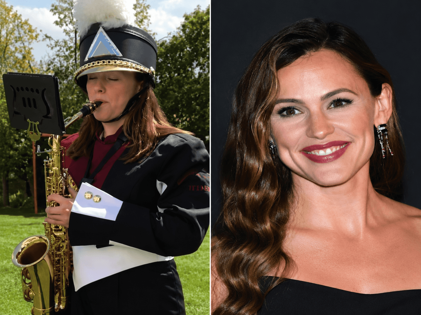Jennifer Garner playing saxophone